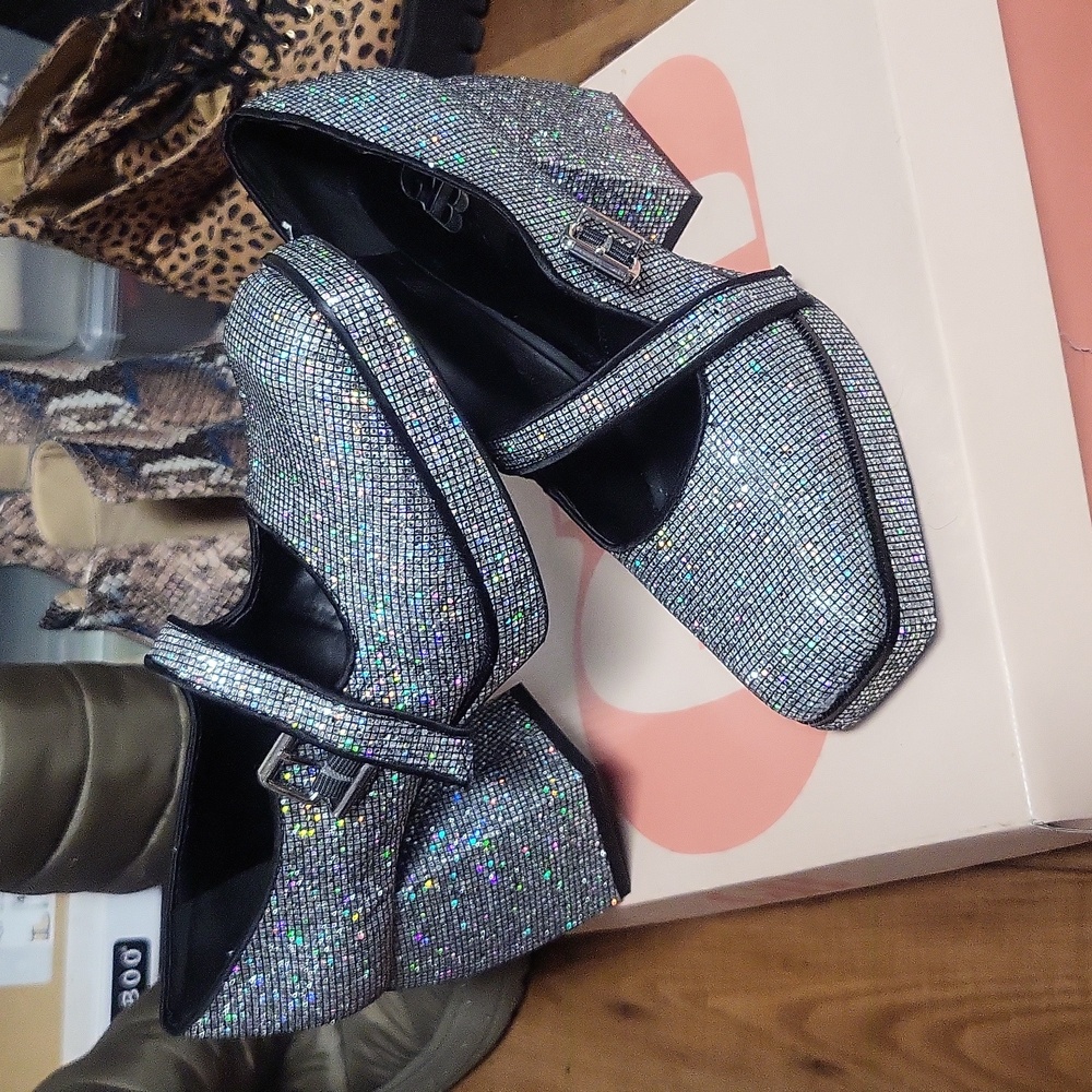 GB glitter chunk heels